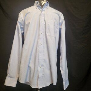 Land's End Men's Button Up Casual Office School Uniform M Blue